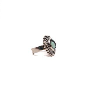 King Baby Studio Small Turquoise Starburst Concho Ring USA .925 Silver Size 7